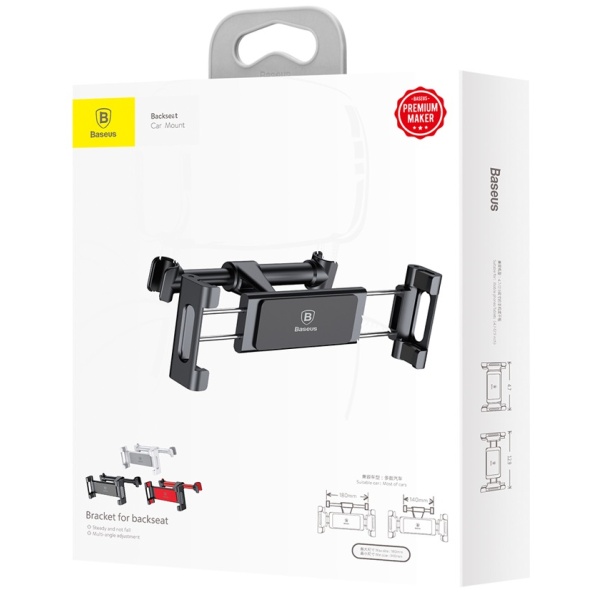 Suport Tableta Auto Baseus Tetiera Backseat Car Mount Adjustable Headrest Bracket Pentru Tablete Si Smartphone 4,7 - 12,9" Negru SUHZ-01